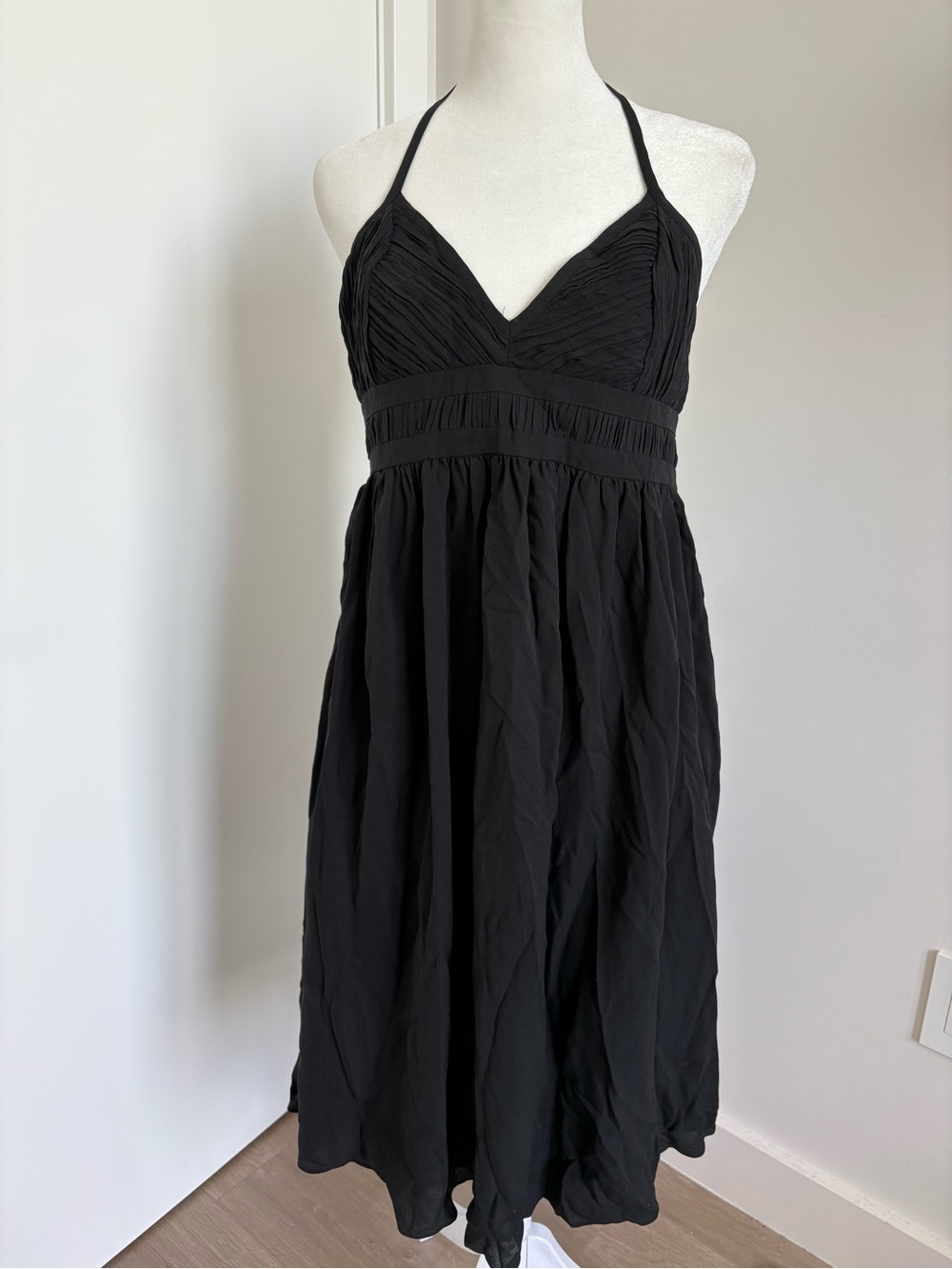 NWT Belly Basics silk black halter Dress